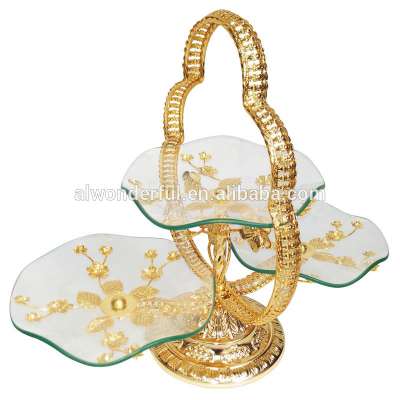 2019 2 tier Wedding Glass cake stands with arabic decoration