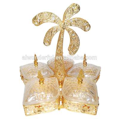 2019 metal golden plated decorative Arabic dried fruit dish