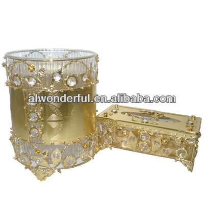 2015 decorative gold plated plastic trash bin L888