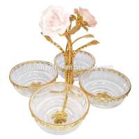 2019 metal round wedding cake snack  candy dishes stand with flower decoration